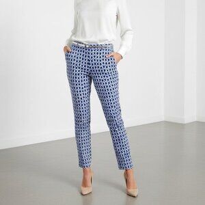 NEW Banana Republic Womens Avery Ankle Dress Pants 16 Blue White Geo Woven